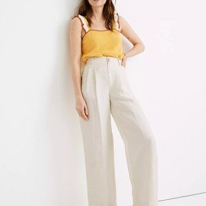Madewell Pleated White Wide-Leg Pants